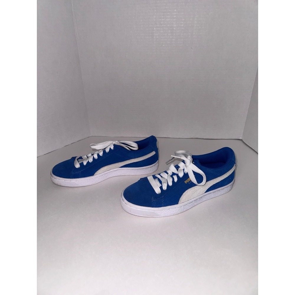 Puma‎ Boys Suede Blue & White Sneakers - Size 5.5C Like New - Picture 3 of 10
